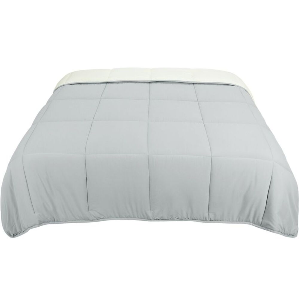 Comforter Quilted Down Alternative Reversible Duvet Insert Light Gray/White KING